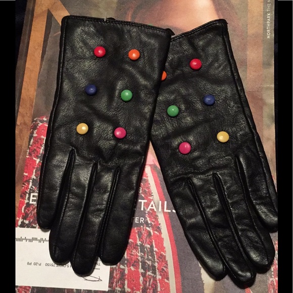kate spade Accessories - ♠️ KATE SPADE ♠️ LEATHER GLOVES CANDY BUTTONS